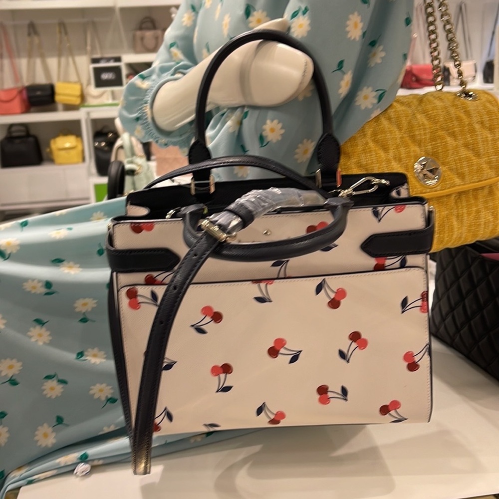 Kate Spade Staci Dancing Cherrie Medium Satchel Cream Multi - Picture 10 of 16